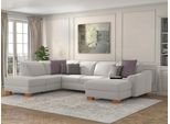 Wohnlandschaft SIT & MORE "Dundee U-Form", silber, B:338cm H:86cm T:219cm, Sofas, Wohnlandschaft, mit Federkern und Massivholzfüßen, wahlweise mit Kopfteilverstellung