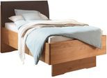 Holzbett WIEMANN "Cardiff, Bettgestell, Bettrahmen, teilmassiv, mit Polsterkopfteil", braun (erle teilmassiv), B:90cm L:210cm, Betten, Holzbett, Fußteil aus Massivholz, verschiedene Größen