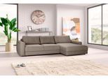 Ecksofa TRENDMANUFAKTUR "Bourbon II, mit extratiefer Sitzfläche und extrabreiter Recamiere", grau (taupe gray), B:303cm H:84cm T:176cm, 100% Polyester, Sofas, Ecksofa, elegant und zeitlos, mit hohem Sitzkomfort, L-Form