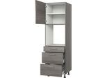 Backofenumbauschrank KOCHSTATION "KS-Trea SB2AS-195-3", grau (eichefarben grau), B:60cm H:195cm T:56cm, Schränke, Backofenumbauschrank, mit zwei Türen und zwei Einlegeböden, Höhe 195 cm