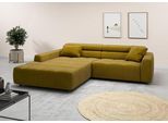 Ecksofa 3C CANDY "Denver auch mit Cord- und Easy care-Bezug, Kopfteilverstellung L-Form", grün (pistachio), B:258cm H:68cm T:217cm, 95% Polyester, 5% Nylon, Sofas, Ecksofa, wahlweise. mit motorischer Sitztiefenverstellung