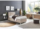Boxspringbett, beige (feinstrukturstoff sand), Kaltschaum-Topper, Liegefläche B/L: 100cm x 200cm, H2 + H2, Bonnell-Federkernmatratze, Bezug Unterbox und Kopfteil: Feinstrukturstoff (77% Polyester, 23% Viskose);Bezug Obermatratze 100% Polyester, waschbar bis 60C, WESTFALIA SCHLAFKOMFORT, Komplettbetten, Boxspringbett, in diversen Ausführungen