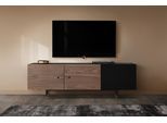 Kommode WOODMAN "Jugend Kommode", braun (nuss, schwarz), B:150cm H:52cm T:45cm, Sideboards, Kommode, mit Holzfurnier aus Eiche, Skandinavisches Design, FSC