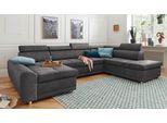 Wohnlandschaft SIT & MORE "Riva U-Form", grau (anthrazit), B:337cm H:92cm T:95cm, Struktur (100% Polyester);Flachgewebe (100% Polyester);Luxus-Microfaser (100% Polyester), Sofas, Wohnlandschaft, wahlweise mit Bettfunktion