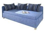 Polsterliege MAINTAL, blau, B:96cm L:206cm, 100% Polyester, Komplettbetten, Polsterliege, inkl. Bettkasten, Liege mit Umbau