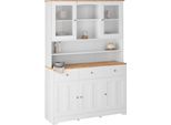 Buffet HOME AFFAIRE "Kate", weiß (weiß, eiche), B:128cm H:182cm T:38cm, Holzwerkstoff, MDF, Schränke, Buffet, Breite 128 cm, mit Glastüren und Holztüren, Metallgriffe, Höhe 182 cm