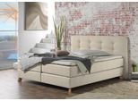 Boxspringbett HOME AFFAIRE "Cecina", beige (creme), B:162cm L:210cm, Struktur fein (100% Polyester), Komplettbetten, Boxspringbett, in 5 Breiten, 3 Ausführungen, 2 Härtegrade, Knopfheftung, Topper