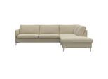 Ecksofa FLEXLUX "Fiore, L-Form, bequem und komfortabel durch hochwertigem Sitzaufbau", beige (sandy beige), B:266cm H:85cm T:225cm, 100% Polyester, Sofas, Ecksofa, schmale Armlehnen, Kaltschaum, Füße Alu