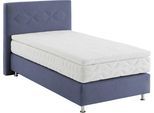 Boxspringbett, blau (navy), B:115cm L:210cm, Bezug: Microvelours 100% Polyester, WESTFALIA SCHLAFKOMFORT, Komplettbetten, Boxspringbett, wahlweise mit Topper