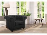 Sessel HOME AFFAIRE "Duc Chesterfield", grau (anthrazit), B:105cm H:74cm T:89cm, Samtoptik (100% Polyester);Samtoptik (100% Polyester);Luxus-Microfaser Lederoptik (100% Polyester), Sessel, Sessel, hochwertige Knopfheftung im Rücken, Samtoptik mit changierender Optik