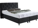 Boxspringbett "Phönix", schwarz, B:155cm L:210cm, Bezug Bett: Microvelours (100% Polyester) oder Feinstruktur (100% Polyester);Bezug Bonnell-Federkernmatratze: 100% Polyester;Bezug Kaltschaummatratze: 100% Polyester;Bezug Tonnentaschenfederkernmatratze: 80% Baumwolle, 20%Polyester, WESTFALIA SCHLAFKOMFORT, Komplettbetten, Boxspringbett