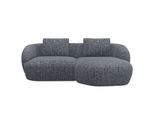 Wohnlandschaft FLEXLUX "Torino, rund, L-Form, Sofa-Ecke mit Recamiere, Longchair-Sofa", grau (granite grau), B:217cm H:85cm T:146cm, 100% Polyester, Sofas, Wohnlandschaft, Modernes, organisches Sofa-Design, Kaltschaum, Wellenunterfederung