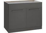 Spülenschrank WIHO KÜCHEN "Unna", grau (front und korpus: anthrazit), B:100cm H:82cm T:57cm, Schränke, Spülenschrank, 100 cm breit, ohne Arbeitsplatte