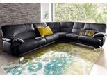 Ecksofa TRENDMANUFAKTUR "Cecilia in italienischem Design, modern und komfortabel, L-Form", schwarz, B:280cm H:87cm T:240cm, NaturLEDER (echtes Rindsleder) in Sitz und Rücken. Korpus in passendem Kunstleder SOFTLUX bezogen;Luxus-Microfaser ALCAZAR (100% Polyester);Kunstleder SOFTLUX;Microfaser PRIMABELLE (100% Polyester), Sofas, Ecksofa, bequeme Armlehnen, mit langem Schenkel