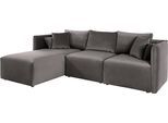 Ecksofa OTTO HOME "Nöre L-Form", grau, B:262cm H:74cm T:172cm, Samtoptik (100% Polyester);Struktur (100% Polypropylene);Webstoff (100% Polyester);Struktur fein (100% Polyester);Luxus-Microfaser Lederoptik (100% Polyester);Baumwoll-/Leinenmix (60% Baumwolle/40% Leinen), Sofas, Ecksofa, 3 Teile, in vielen Bezugsqualitäten und Farben. Modulteile s. "Nöre"