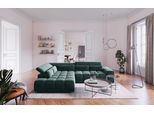 Ecksofa COTTA "Orion L-Form", hunter, B:310cm H:70cm T:225cm, 100% Polyester, Sofas, Ecksofa, mit Kopfteilverstellung & 5 Nierenkissen