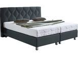 Boxspringbett "Phönix", grau (charcoal), B:195cm L:210cm, Bezug Bett: Microvelours (100% Polyester) oder Feinstruktur (100% Polyester);Bezug Bonnell-Federkernmatratze: 100% Polyester;Bezug Kaltschaummatratze: 100% Polyester;Bezug Tonnentaschenfederkernmatratze: 80% Baumwolle, 20%Polyester, WESTFALIA SCHLAFKOMFORT, Komplettbetten, Boxspringbett