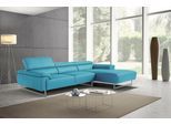 Ecksofa EGOITALIANO "Malika, edel und bequem, Designsofa mit hochwertigen Bezügen, L-Form", blau (türkis), B:287cm H:94cm T:165cm, Leder »BULL« (echtes Rindsleder). Geschliffenes, pigmentiertes und behandeltes Rindsleder mit einer Dicke von 1, 3-1, 5 mm. Dieses Leder zeigt eine ziemlich weiche Hand mit einem halb undurchsichtigen Aussehen. Es handelt sich um ein geschütztes Leder. Eine leichte Dec