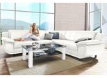 Ecksofa TRENDMANUFAKTUR "Rondo wahlweise mit Schlaffunktion, 267x247 cm (BxT), breite Armlehnen", weiß (schneeweiß), B:267cm H:85cm T:247cm, Kunstleder SOFTLUX;Microfaser PRIMABELLE (100% Polyester);NaturLEDER (echtes Rindsleder);Struktur (54% Polyacryl, 46% Polyester), Sofas, Ecksofa, L-Form, wahlweise mit Federkern bestellbar, Füße schwarz