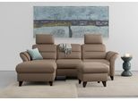 Ecksofa SIT & MORE "Mellum L-Form", braun (nuss), B:250cm H:87cm T:163cm, 100% Polyester, Sofas, Ecksofa, Federkern, wahlweise mit Bettfunktion, Bettkasten und Armteilfunktion