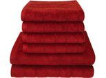 Handtuch Set DYCKHOFF "City Lights", rot (rubin), 6 Stk., Walkfrottier, Walkfrottier, Obermaterial: 100% Baumwolle, Handtuch-Sets, Handtuch Set, 4 Handtücher (50x100cm), 2 Duschtücher (70x140cm)