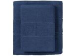 Duschtücher SCHIESSER "Turin aus 100% Baumwolle in dezenter Reiskornoptik", blau (dunkelblau), B:70cm L:140cm, Frottier, Obermaterial: 100% Baumwolle, Handtücher, Duschtücher, MADE IN GREEN by OEKO-TEX