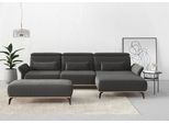 Ecksofa HOME AFFAIRE "Fjord L-Form", grau (anthrazit), B:324cm H:93cm T:184cm, 100% Polyester, Sofas, Ecksofa, massiv, wahlweise mit Armlehnfunktion, Kopf- Sitztiefenverstellung