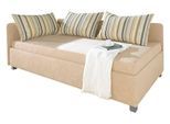 Polsterliege MAINTAL, beige, B:126cm L:206cm, 100% Polyester, Komplettbetten, Polsterliege, inkl. Bettkasten, Liege mit Umbau