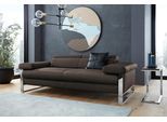 2-Sitzer W.SCHILLIG "finn", braun (braun z59), B:210cm H:71cm T:106cm, Flachgewebe S22 (100% Polyester);Stoff S37 (100% Polyester);Longlife Xtra-Leder Z59: Glattleder mit modischer Prägung. Hautstärke 0, 9 - 1, 1 mm, Sofas, 2-Sitzer, German Design Award 2016, Fußgestell Chrom glänzend, Breite 210 cm