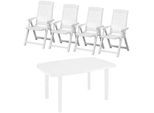 Garten-Essgruppe PROGARDEN "Tampa", weiß, verstellbar, Kunststoff, Sitzmöbel-Sets, Garten-Essgruppe