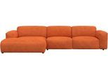 Ecksofa FLEXLUX "Lucera bequem und komfortabel durch hochwertigen Sitzaufbau, L-Form", orange (burned orange), B:319cm H:73cm T:171cm, 85% Polyester/15%Polyamide, Sofas, Ecksofa, modern & anschmiegsam, Kaltschaum, Stahl-Wellenunterfederung