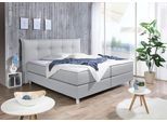 Boxspringbett MAINTAL, grau (hellgrau), Liegefläche B/L: 180cm x 200cm, H3, Tonnentaschen-Federkernmatratze, Bezug der Spiegelfläche Matratzendrell aus 100% Polyester;Strukturstoff-Bezug (100% Polyester);Kaltschaum-Topper: Bezug aus 100% Polyester. Abnehmbar und waschbar bis 60Grad, Komplettbetten, Boxspringbett