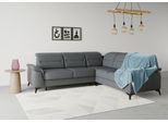 Ecksofa SIT & MORE "Sinatra L-Form", grau (dunkelgrau), B:251cm H:85cm T:231cm, 98% Polyester, 2% Polyamid, Sofas, Ecksofa, optinal mit Kopfteilverstellung und Armteilfunktion, Metallfüße
