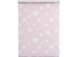 Seitenzugrollo LICHTBLICK ORIGINAL "Rollo Klemmfix, ohne Bohren, blickdicht, Sterne", rosa (rosa, weiß), B:120cm H:150cm, Polyester, Rollos, Seitenzugrollo