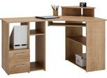 Schreibtisch VOGL MÖBELFABRIK "Sam", braun (wildeichefarben), B:137cm H:87cm T:73cm, Tische, Schreibtisch, Eckschreibtisch, Tastaturauszug, Monitoraufsatz & opt. Towerfach