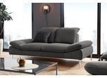 2,5-Sitzer W.SCHILLIG "enjoy&MORE", grau (anthrazit r66), B:232cm H:87cm T:110cm, Chenille-Flachgewebe R66 (85% Polyester, 15% Nylon);Longlife Xtra-Leder Z59: Glattleder mit modischer Prägung. Hautstärke 0, 9 - 1, 1 mm;Stoff S37 (100% Polyester), Sofas, 2 5-Sitzer, mit Sitztiefenverstellung, Füße Chrom glänzend, Breite 232 cm
