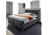 Boxspringbett HOME AFFAIRE "Coos", schwarz (schwarz, weiß), B:169cm L:212cm, Bezug Topper 100% Polyester;Kunstleder, Komplettbetten, Boxspringbett, mit besonderer Steppung im Kopfteil, 3 Matratzenarten, 2 Härtegrade
