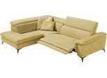 Ecksofa EGOITALIANO "Martine, Multifunktionssofa mit Komfortfunktionen, edel und bequem", gelb, B:272cm H:96cm T:203cm, Luxus-Micofaser Lederoptik (100% Polyester) ist ein neues technisches Gewebe mit einem visuellen und taktilen Aspekt, der dem Nubuk sehr nahe kommt, mit innovativen Eigenschaften. Seine außerordentliche Weichheit kommt von einem exklusiven Produktionsprozess, der Unreinheiten und