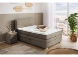 Boxspringbett JOCKENHÖFER GRUPPE "Arabella, 2x 70er Boxen mit Stauraum", beige (taupe 426, 18), B:154cm L:217cm, Bezug Bett: Cord (100% Polyester);Topper und Matratzenspiegel: 100% Polyester, Komplettbetten, Boxspringbett, Wende-Bonell-Federkern-Matratze (H2/H3), inkl. Topper
