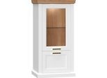 Vitrine OTTO HOME "Tara", weiß (weiß matt, pacific walnut), B:66cm H:132cm T:48cm, Holzwerkstoff, MDF, Sicherheitsglas, Schränke, Vitrine, lackiert mit wasserbasiertem UV-Lack, Soft-Close-Funktion