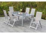 Garten-Essgruppe MERXX "Taviano", braun (silber, diamantbraun), Polyester, Aluminium, Polyester, Sitzmöbel-Sets, Garten-Essgruppe