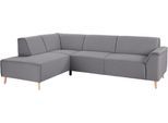 Ecksofa HOME AFFAIRE "Janek Scandic Design, elegant und zeitlos, L-Form", grau, B:263cm H:81cm T:191cm, Struktur fein ( 100% Polyester);Struktur weich (92% Polyester, 8% Nylon);Struktur fein ( 100% Polyester), Sofas, Ecksofa, mit Federkern und Keder in scandinavischem Design