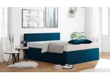 Boxspringbett, blau (königsblau), B:175cm L:210cm, Bezug: 100% Polyester;Polsterwatte: 100% Polyester, WESTFALIA SCHLAFKOMFORT, Komplettbetten, Boxspringbett, mit Zierkissen, wahlweise mit Topper