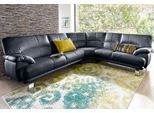Ecksofa TRENDMANUFAKTUR "Cecilia in italienischem Design, modern und komfortabel, L-Form", grau, B:280cm H:87cm T:240cm, NaturLEDER (echtes Rindsleder) in Sitz und Rücken. Korpus in passendem Kunstleder SOFTLUX bezogen;Luxus-Microfaser ALCAZAR (100% Polyester);Kunstleder SOFTLUX;Microfaser PRIMABELLE (100% Polyester), Sofas, Ecksofa, bequeme Armlehnen, mit langem Schenkel