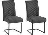 Freischwinger BYLIVING "Maria-XXL 2er-Set", grau (anthrazit, schwarz, anthrazit), B:45cm H:95cm T:60cm, Metall, Polyester, Stoff, Stühle, Freischwinger, mit gemütlicher Federkernpolsterung und XXL Belastbarkeit bis zu 150kg