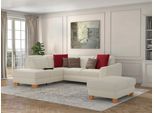 Ecksofa SIT & MORE "Dundee L-Form", beige (creme), B:263cm H:86cm T:219cm, Sofas, Ecksofa, mit Federkern und Massivholzfüßen, wahlweise mit Kopfteilverstellung