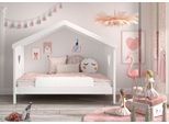 Hausbett VIPACK "Amori, inkl. Dach, Rückseitig offen, mit Rolllattenrost", weiß, B:98,7cm H:213cm L:209cm, Bettgestell Massivholz;Dachaufbau MDF, Betten, Hausbett, wahlweise, mit oder ohne Schublade und Absturzschutz, weiß lackiert