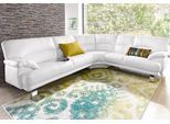 Ecksofa TRENDMANUFAKTUR "Cecilia in italienischem Design, modern und komfortabel, L-Form", weiß (altweiß), B:280cm H:87cm T:240cm, NaturLEDER (echtes Rindsleder) in Sitz und Rücken. Korpus in passendem Kunstleder SOFTLUX bezogen;Luxus-Microfaser ALCAZAR (100% Polyester);Kunstleder SOFTLUX;Microfaser PRIMABELLE (100% Polyester), Sofas, Ecksofa, bequeme Armlehnen, mit langem Schenkel