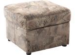 Polsterhocker DOMO COLLECTION "Bahia", braun, B:58cm H:42cm T:58cm, Struktur (100% Polyester);Luxus-Microfaser (100% Polyester), mit Muster, Hocker, Polsterhocker, passend zur "Bahia"-Serie
