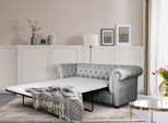 3-Sitzer HOME AFFAIRE "CHARENTE, optionale Schlafsofa, Chesterfield-Sofa, Bettfunktion", grau (hellgrau), B:198cm H:74cm T:89cm, 100% Polyester, Sofas, 3-Sitzer, mit edler Knopfheftung und typischen Armlehnen, B/T/H 198/89/74 cm